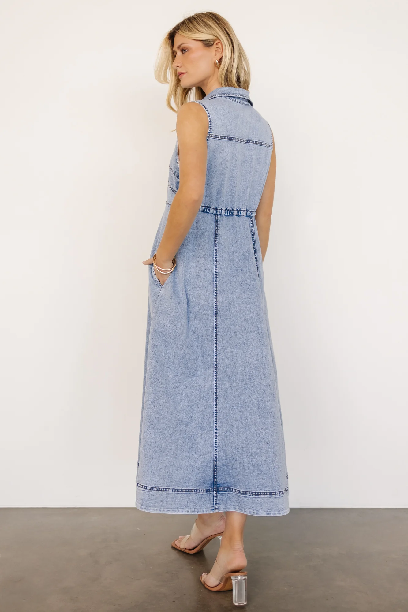 Georgia Sleeveless Midi Dress | Denim - Vlounger
