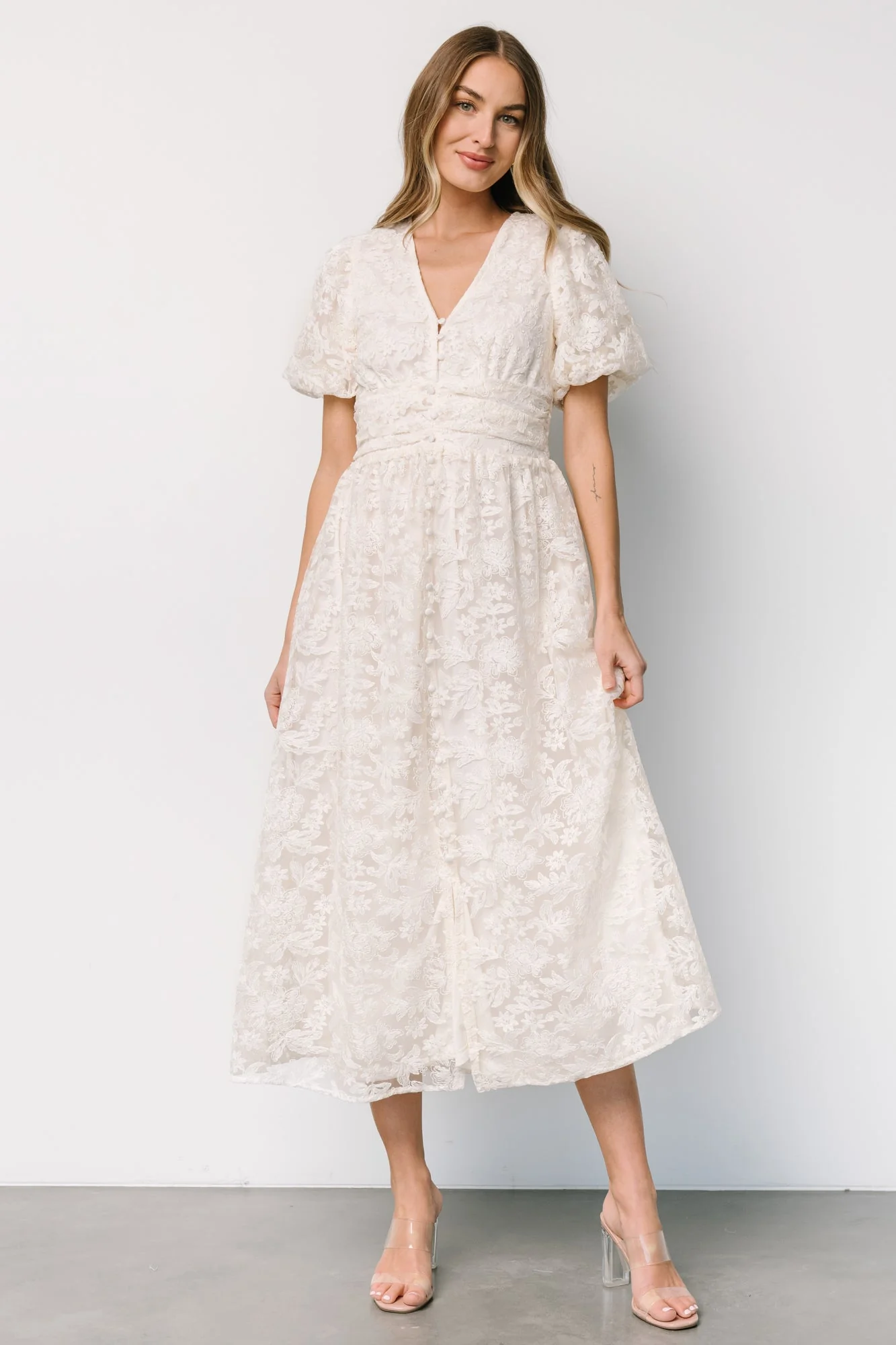 Edwina Lace Dress | Vintage Cream - Vlounger
