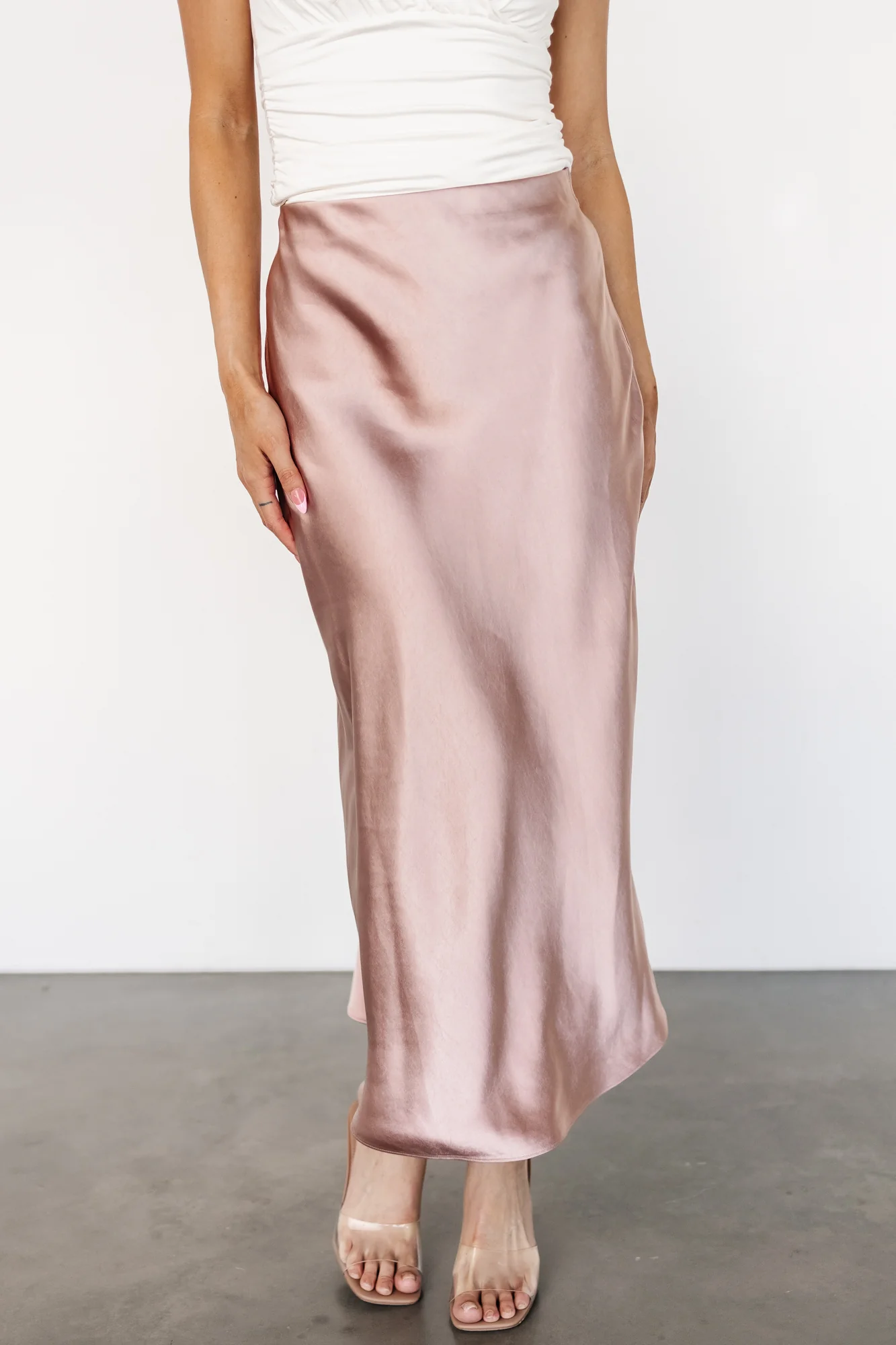 Celeste Satin Midi Skirt | Blush - Vlounger