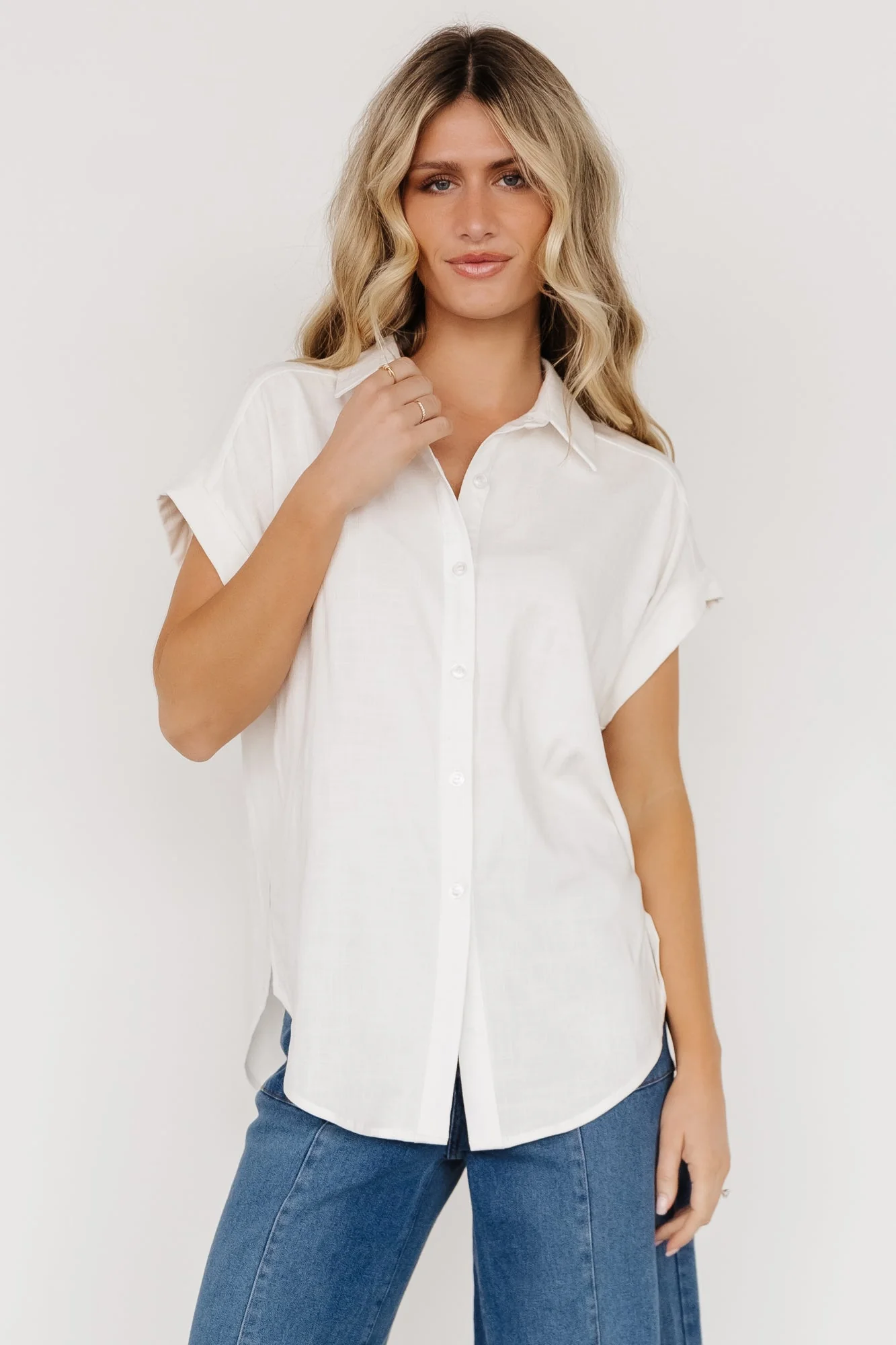Clarke Button Up Top | Off White - Vlounger