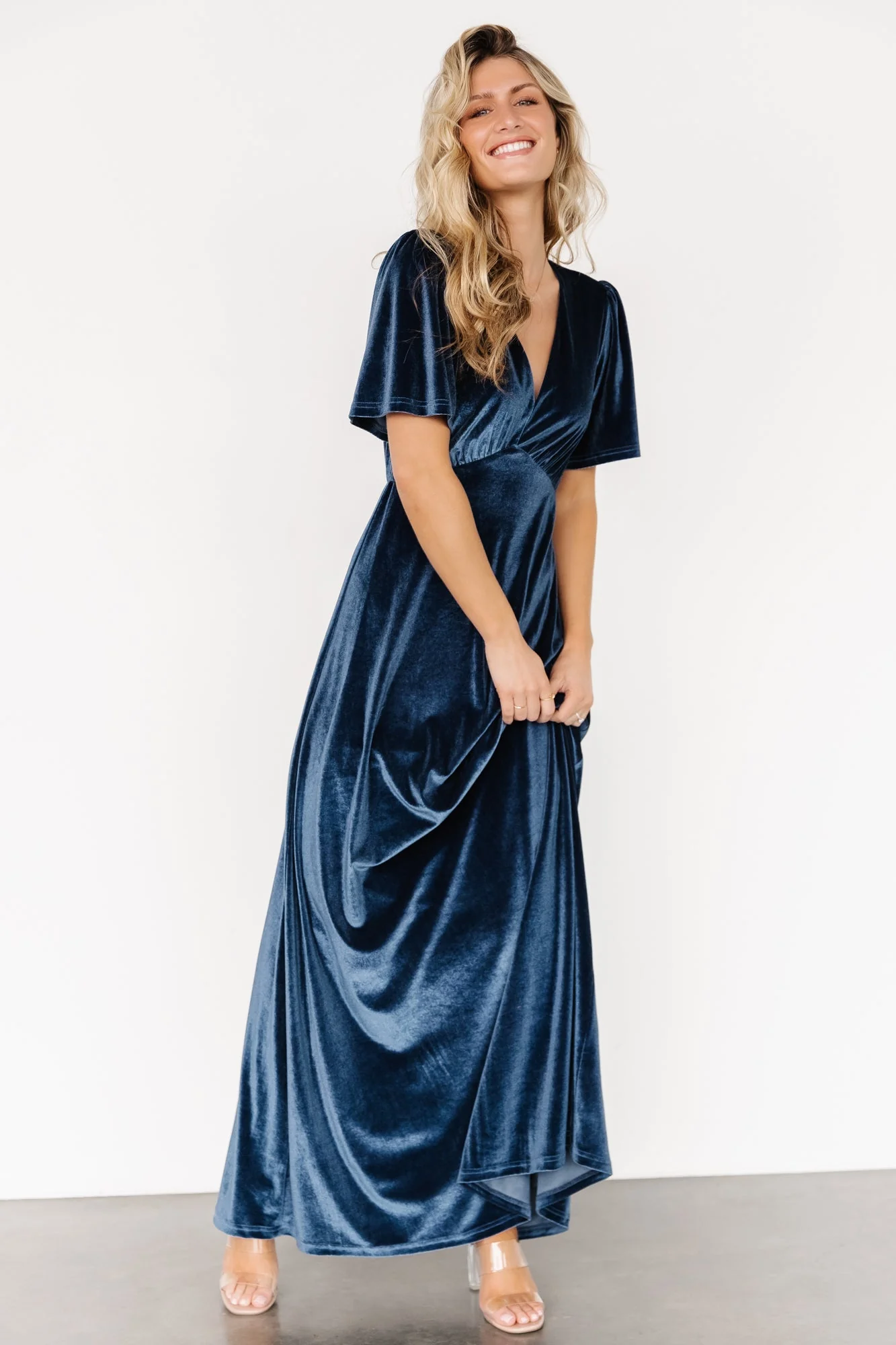 Vivian Velvet Maxi Dress | Blue - Vlounger